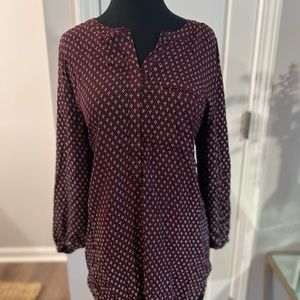 Premise studios maroon patterned three quarter length sleeve blouse size XL